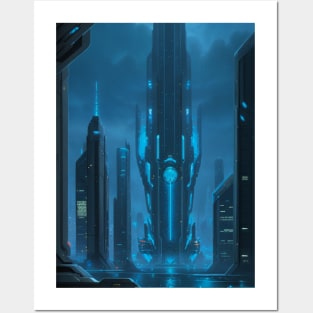 Cyber Building in a Future City Posters and Art